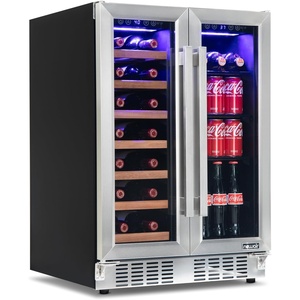 image:imageNewAir 24 Dual Zone Beverage Refrigerator amp Wine Cooler for 18 Bottles amp 60 Cans  Freestanding or BuiltIn Under Counter Mini Fridge for Beer Wine and Soda  Stainless Steel20 Bottle  78 Can