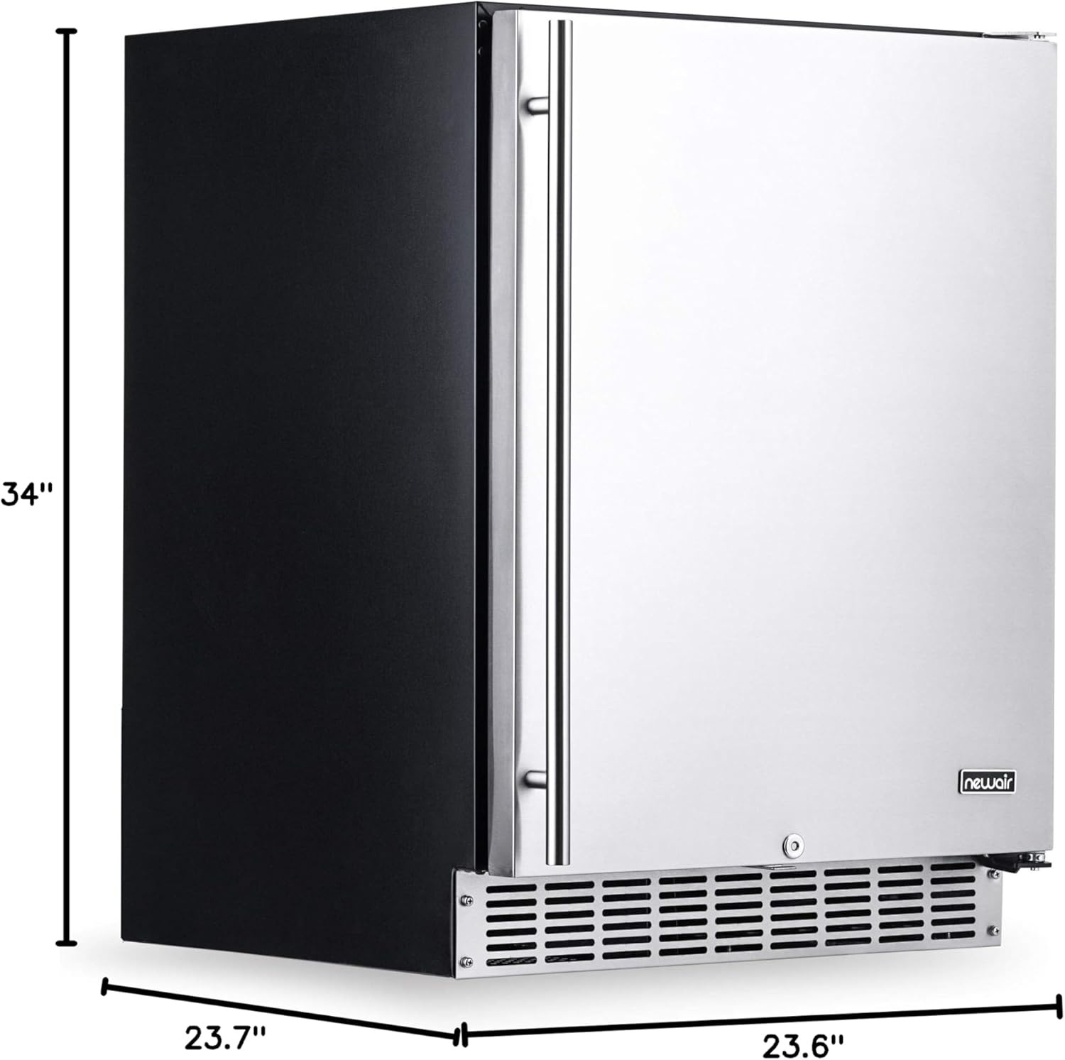 image:imageNewAir 24 Outdoor Beverage Fridge Freestanding or BuiltIn Under counter Refrigerator for Outside Patio Weatherproof Outdoor Fridge for 160 Cans with AutoClosing Door Stainless Steel