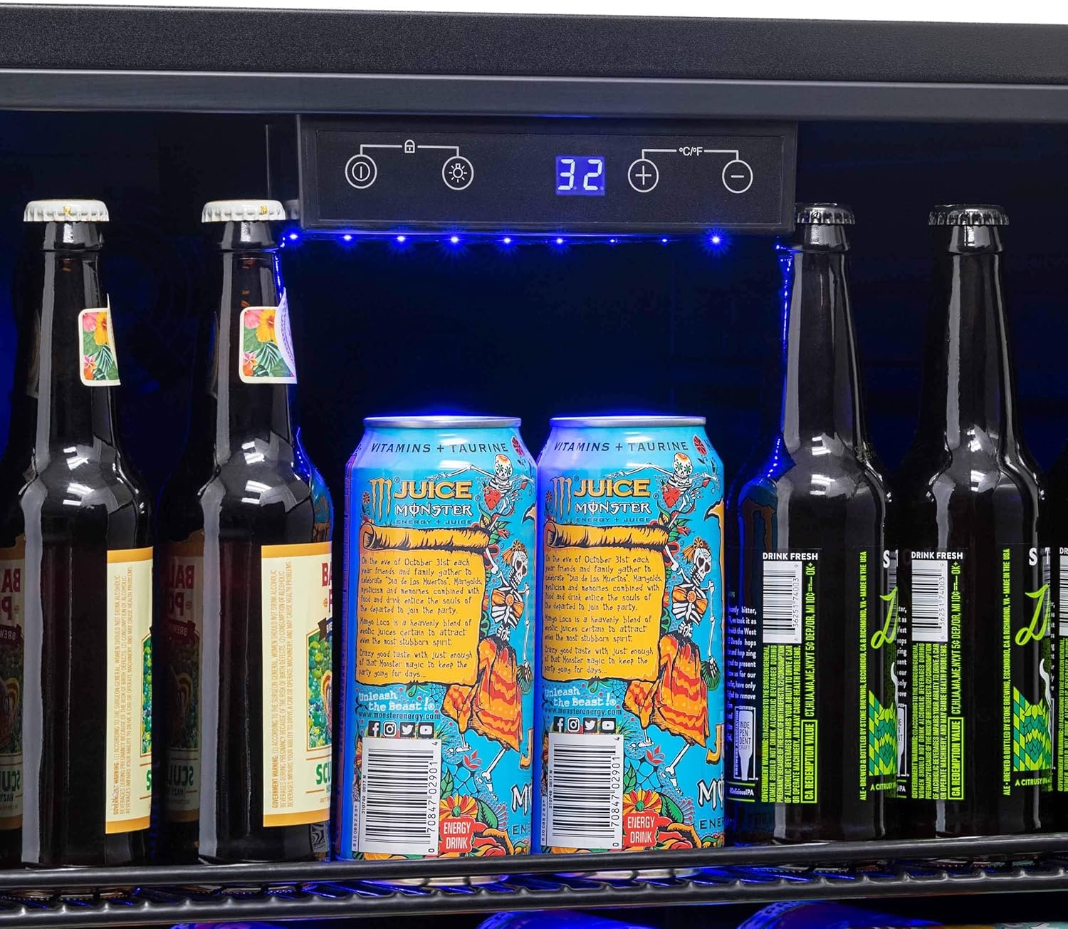 image:imageNewAir 24 Outdoor Beverage Fridge Freestanding or BuiltIn Under counter Refrigerator for Outside Patio Weatherproof Outdoor Fridge for 160 Cans with AutoClosing Door Stainless Steel
