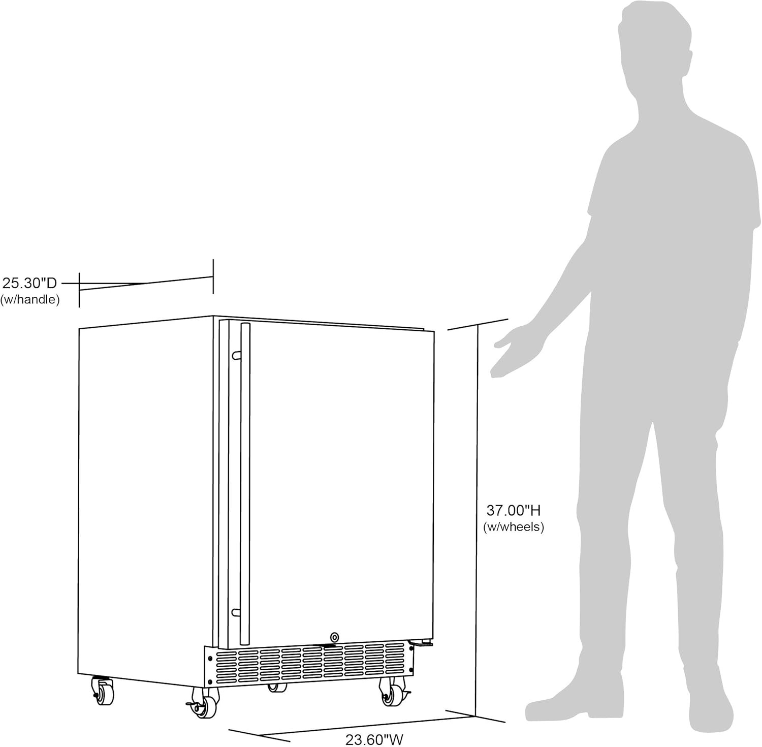 image:imageNewAir 24 Outdoor Beverage Fridge Freestanding or BuiltIn Under counter Refrigerator for Outside Patio Weatherproof Outdoor Fridge for 160 Cans with AutoClosing Door Stainless Steel