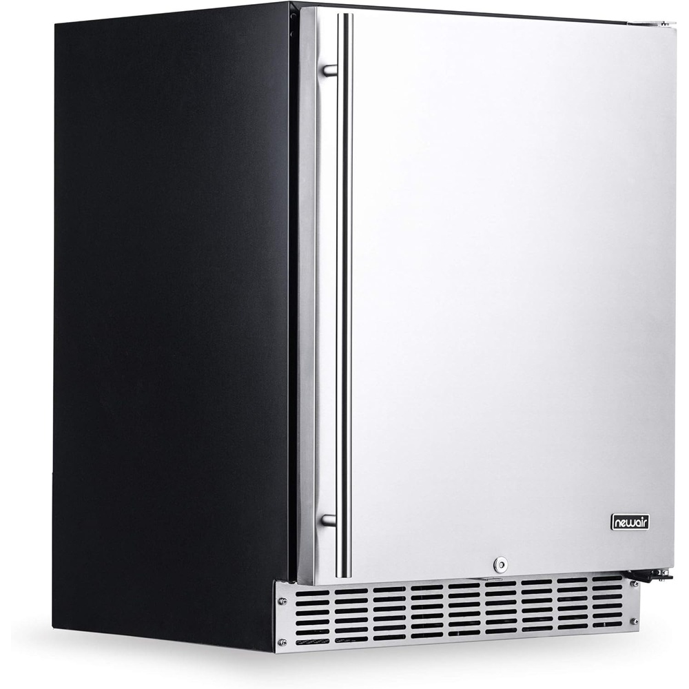 image:imageNewAir 24 Outdoor Beverage Fridge Freestanding or BuiltIn Under counter Refrigerator for Outside Patio Weatherproof Outdoor Fridge for 160 Cans with AutoClosing Door Stainless Steel