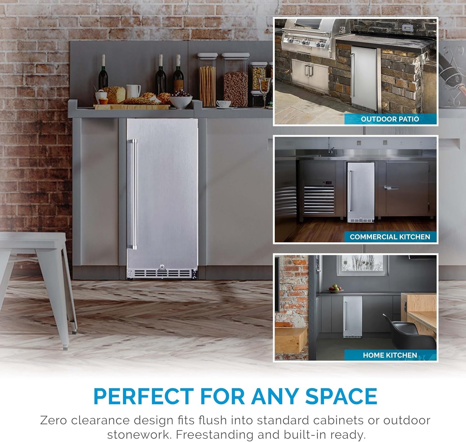 image:imageNewAir 15 Commercial Builtin or Under Counter Refrigerator 32 Cu Ft Weatherproof Outdoor Fridge for Patio Indoor amp Commercial Use Stainless Steel