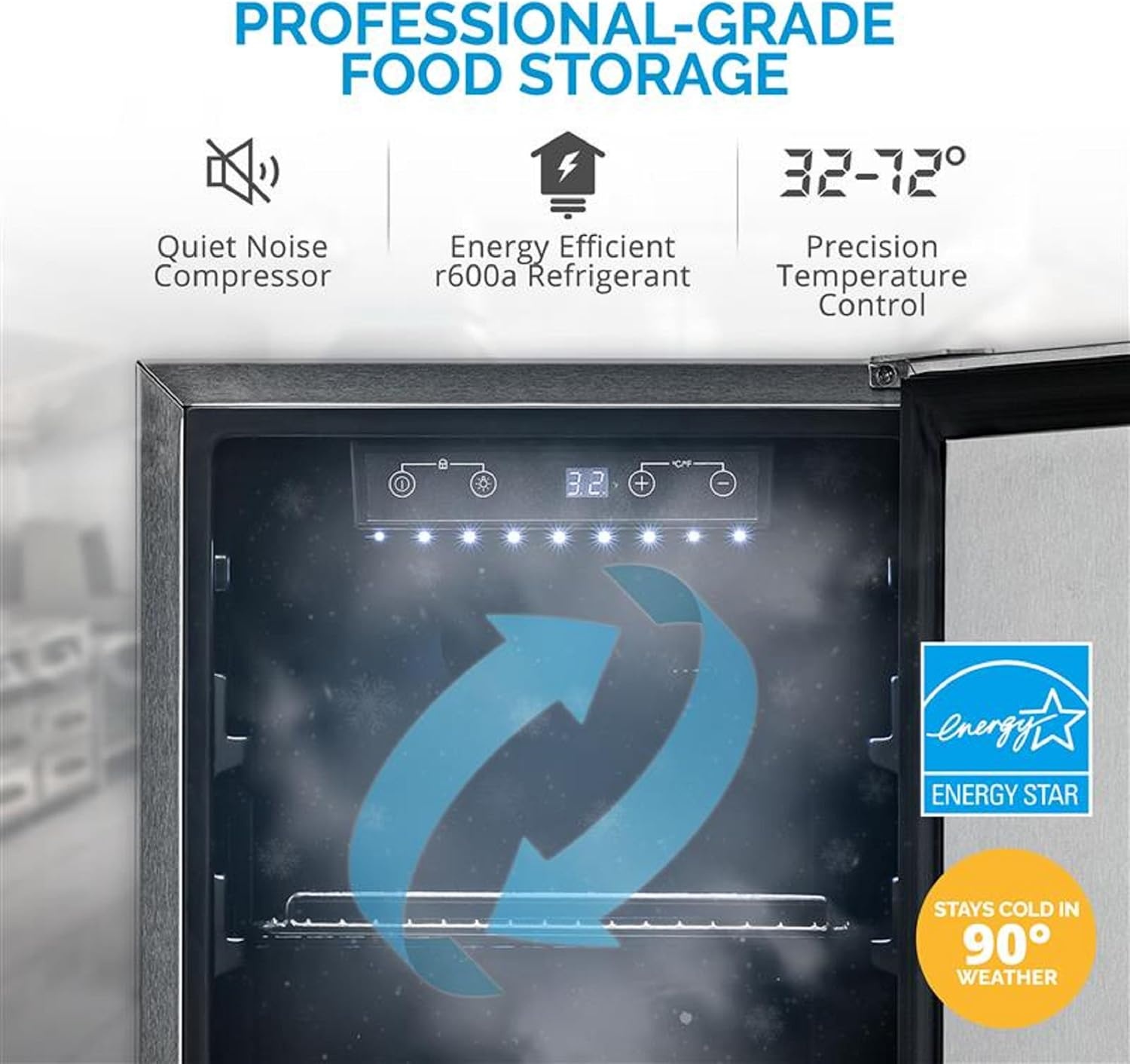 image:imageNewAir 15 Commercial Builtin or Under Counter Refrigerator 32 Cu Ft Weatherproof Outdoor Fridge for Patio Indoor amp Commercial Use Stainless Steel