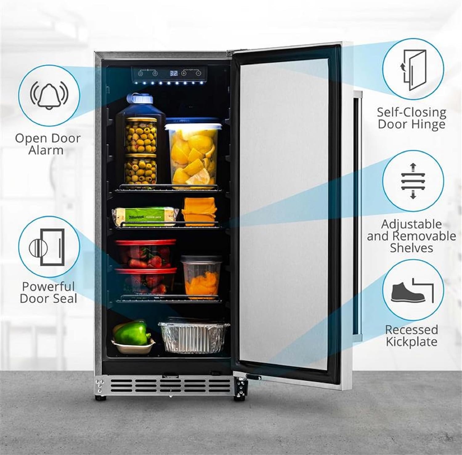 image:imageNewAir 15 Commercial Builtin or Under Counter Refrigerator 32 Cu Ft Weatherproof Outdoor Fridge for Patio Indoor amp Commercial Use Stainless Steel