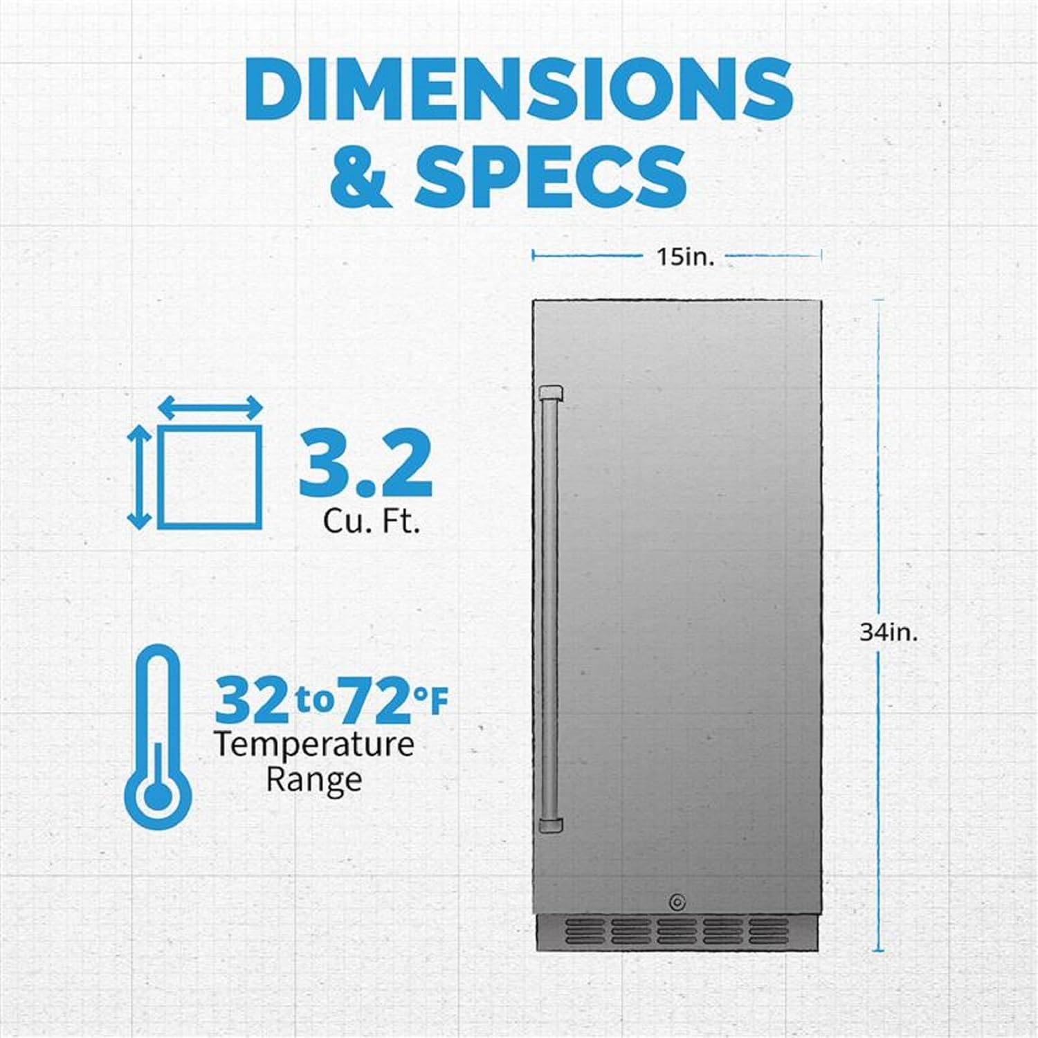 image:imageNewAir 15 Commercial Builtin or Under Counter Refrigerator 32 Cu Ft Weatherproof Outdoor Fridge for Patio Indoor amp Commercial Use Stainless Steel
