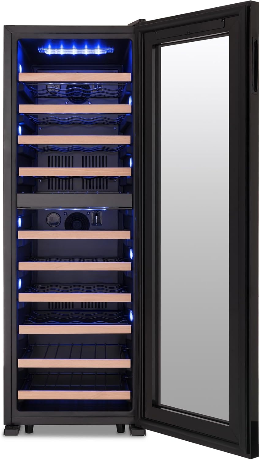 image:imageNewAir Shadow Series Wine Cooler Refrigerator 56 Bottles Dual Temperature Zones Freestanding Mirrored Wine and Beverage Fridge with DoubleLayer Tempered Glass Door amp Compressor Cooling for Wine56 bottle