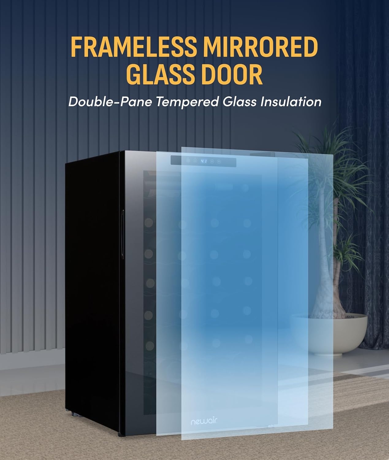image:imageNewAir Shadow Series Wine Cooler Refrigerator 56 Bottles Dual Temperature Zones Freestanding Mirrored Wine and Beverage Fridge with DoubleLayer Tempered Glass Door amp Compressor Cooling for Wine51 Bottle