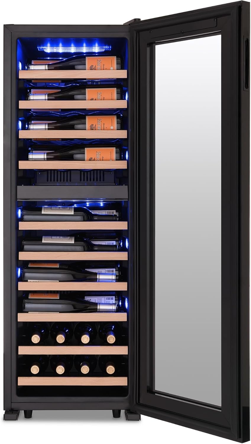 image:imageNewAir Shadow Series Wine Cooler Refrigerator 56 Bottles Dual Temperature Zones Freestanding Mirrored Wine and Beverage Fridge with DoubleLayer Tempered Glass Door amp Compressor Cooling for Wine56 bottle