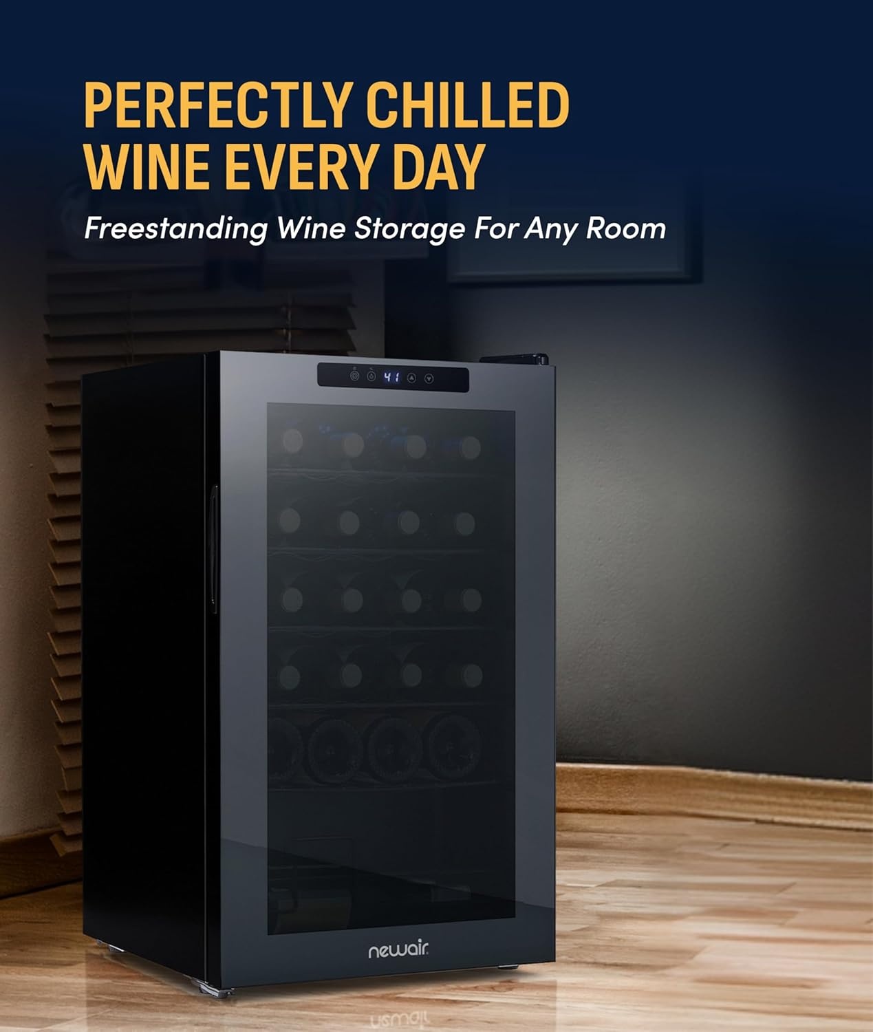 image:imageNewAir Shadow Series Wine Cooler Refrigerator 56 Bottles Dual Temperature Zones Freestanding Mirrored Wine and Beverage Fridge with DoubleLayer Tempered Glass Door amp Compressor Cooling for Wine24 Bottle