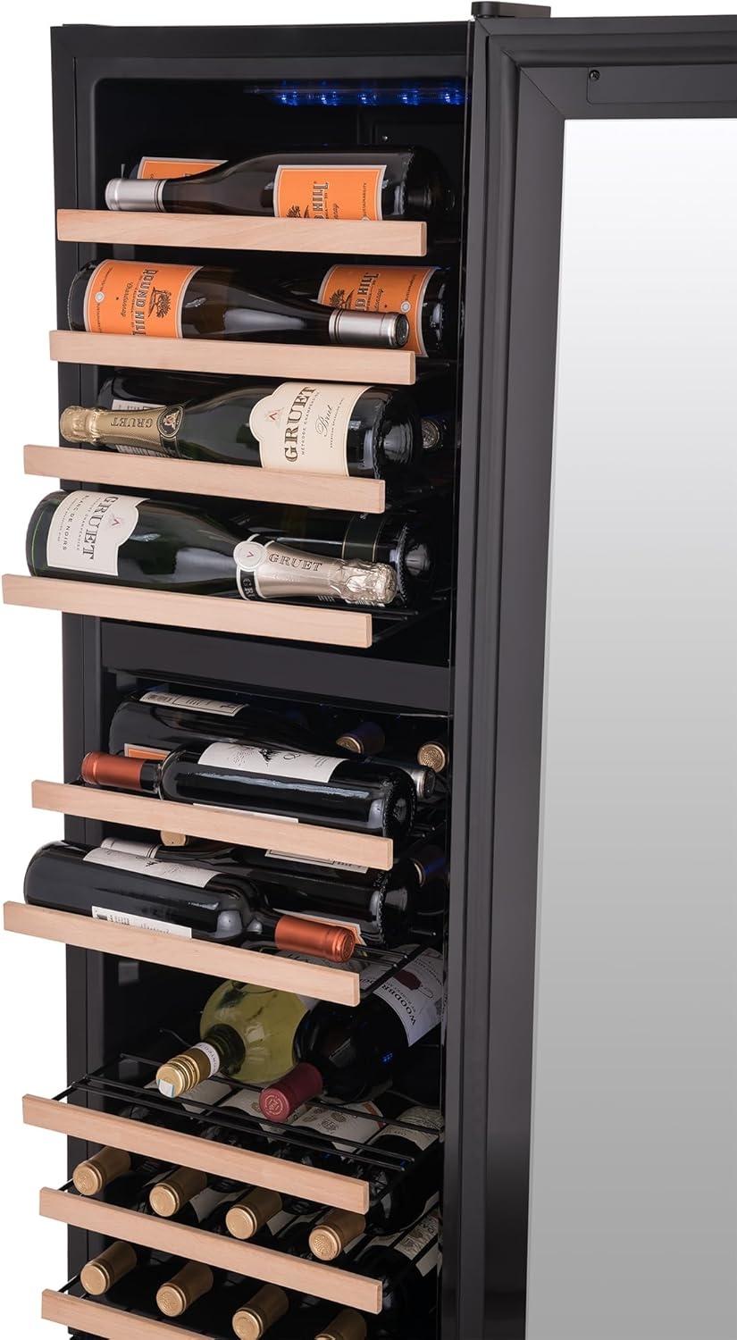 image:imageNewAir Shadow Series Wine Cooler Refrigerator 56 Bottles Dual Temperature Zones Freestanding Mirrored Wine and Beverage Fridge with DoubleLayer Tempered Glass Door amp Compressor Cooling for Wine56 bottle