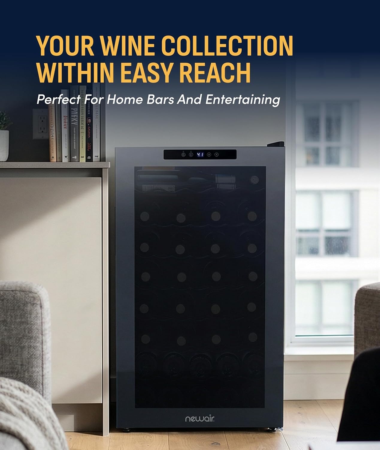 image:imageNewAir Shadow Series Wine Cooler Refrigerator 56 Bottles Dual Temperature Zones Freestanding Mirrored Wine and Beverage Fridge with DoubleLayer Tempered Glass Door amp Compressor Cooling for Wine51 Bottle