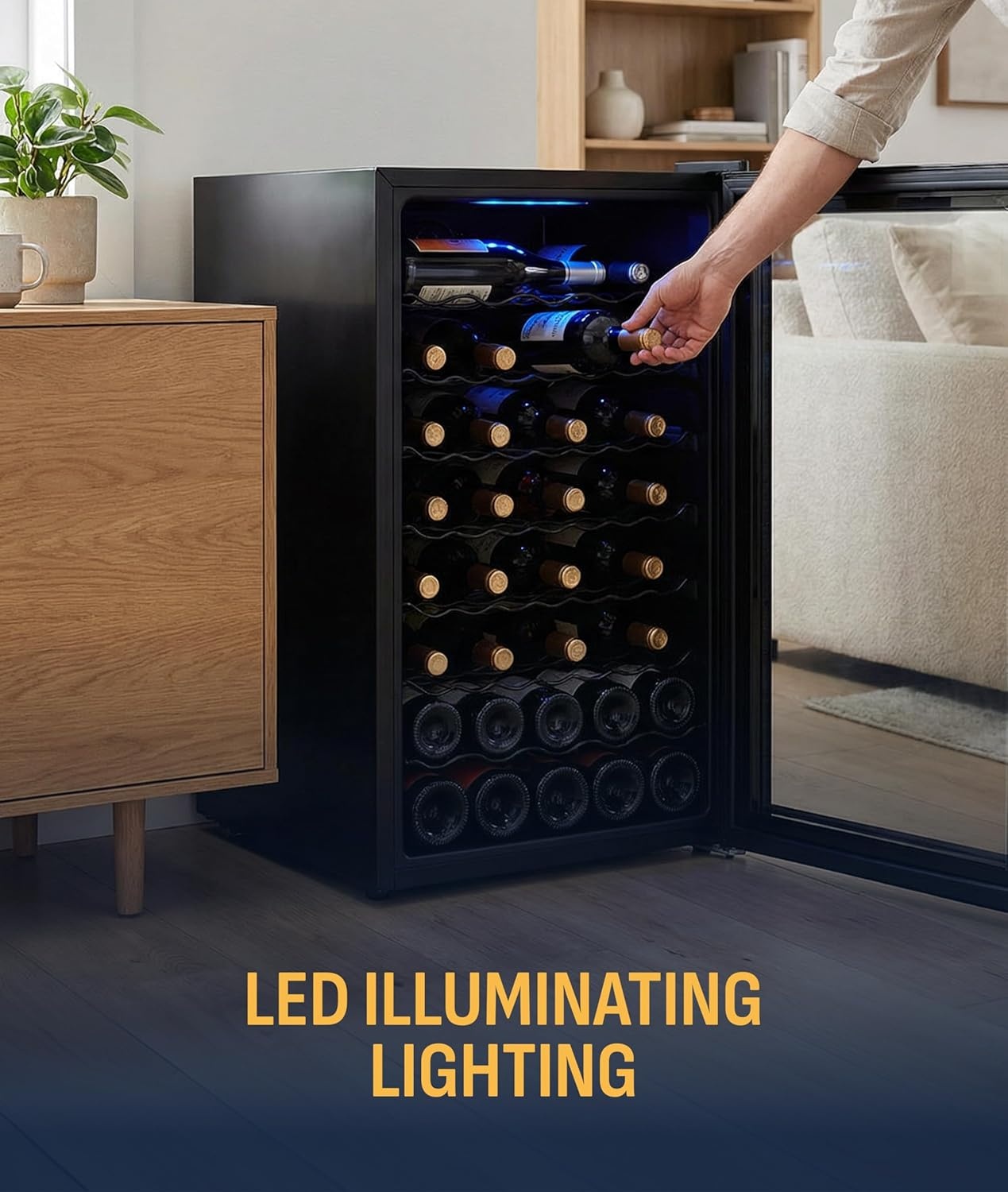 image:imageNewAir Shadow Series Wine Cooler Refrigerator 56 Bottles Dual Temperature Zones Freestanding Mirrored Wine and Beverage Fridge with DoubleLayer Tempered Glass Door amp Compressor Cooling for Wine51 Bottle