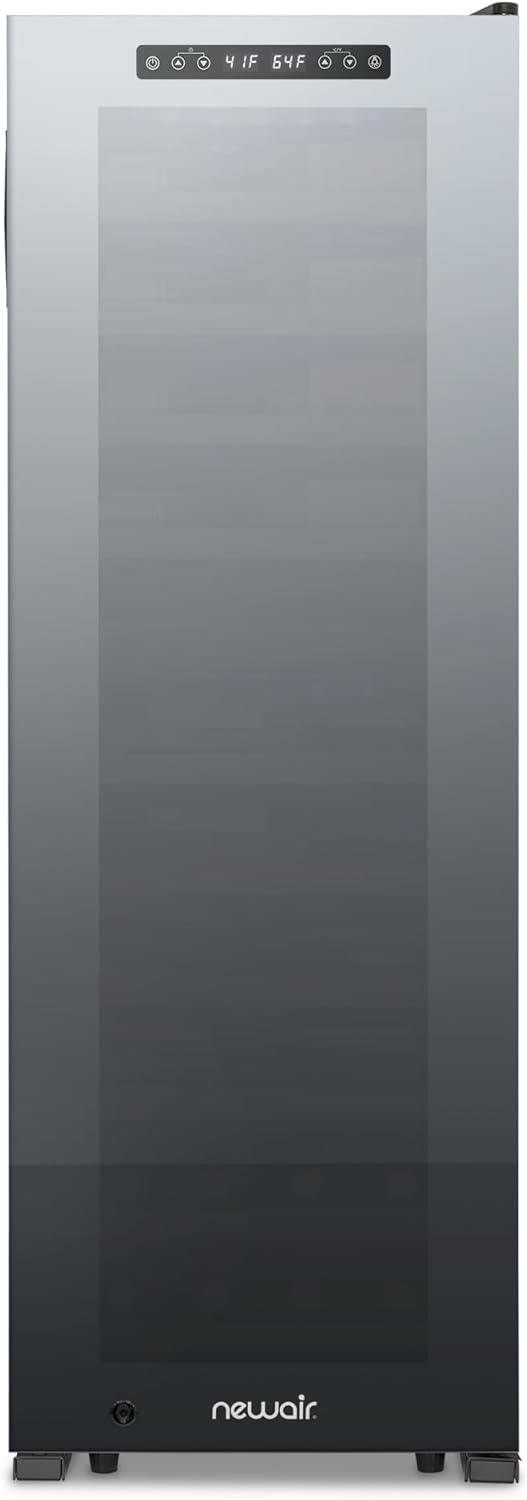 image:imageNewAir Shadow Series Wine Cooler Refrigerator 56 Bottles Dual Temperature Zones Freestanding Mirrored Wine and Beverage Fridge with DoubleLayer Tempered Glass Door amp Compressor Cooling for Wine56 bottle