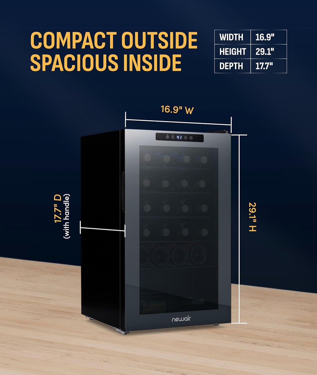 image:imageNewAir Shadow Series Wine Cooler Refrigerator 56 Bottles Dual Temperature Zones Freestanding Mirrored Wine and Beverage Fridge with DoubleLayer Tempered Glass Door amp Compressor Cooling for Wine24 Bottle